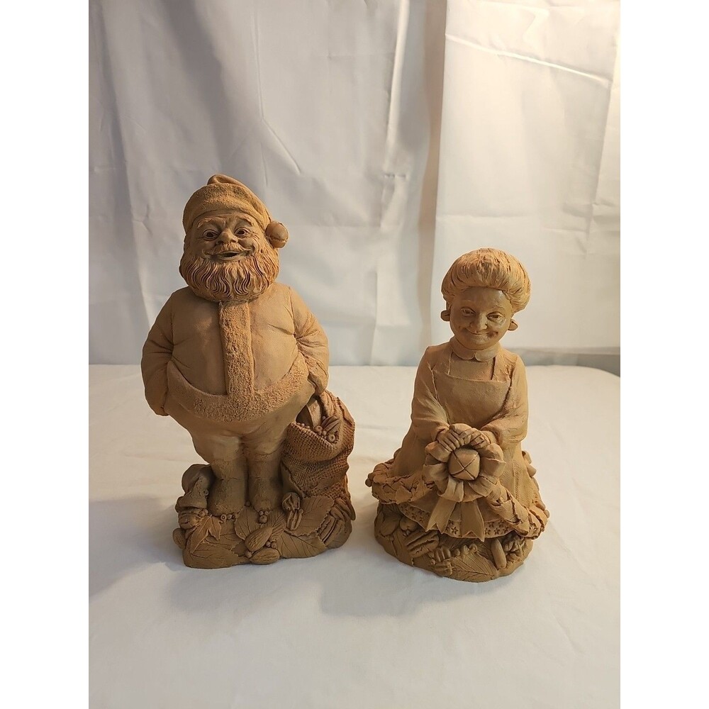 Vintage Tom Clark Santa Claus and Mrs. Claus unpainted Gnomes 90's